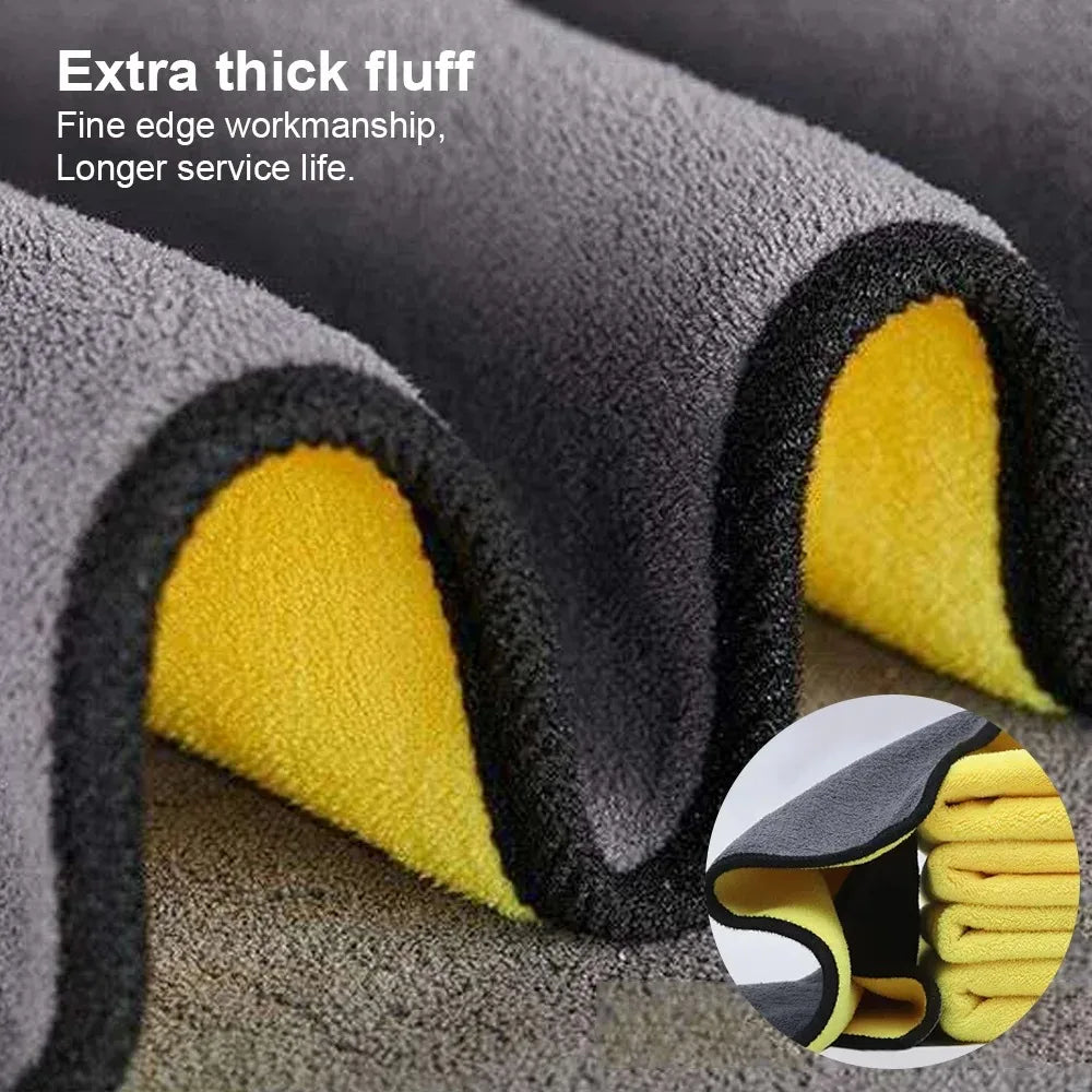 SEAMETAL 3/5/10Pcs Car Wash Microfiber Towel 30x30/60CM Car Cleaning Drying Cloth Hemming Car Care Cloth Car Wash Accessories