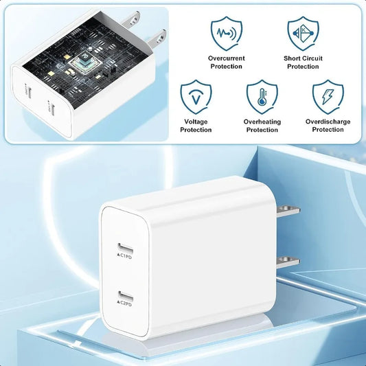 USB C Fast Charger BlockUSB C Charging Block 2Pack Type C 2in1 Dual Ports Plug Wall Charger Fast Type C Charger for iPhone 16 1